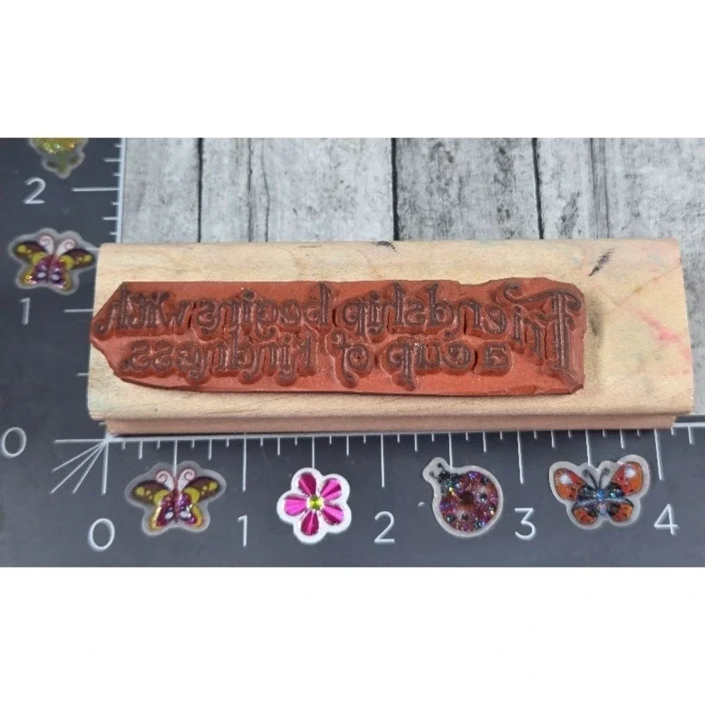 Stampin' Up! Friendship Begins Cup Of Kindness 1995 Rubber Stamp Wood #B110
